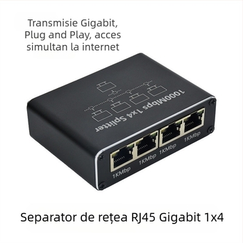 Splitter de rețea Gigabit, partajator de rețea de la 1 la 4, porturi de rețea de la 1 la 4, switch-ul divizorului de cablu de rețea RJ45
