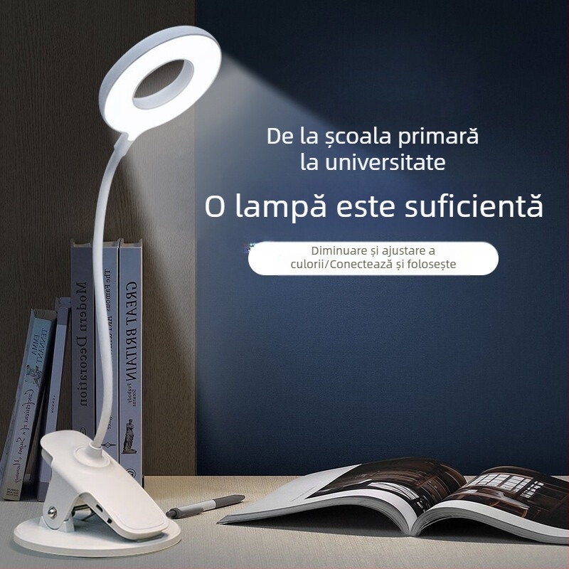 Lampă de masă mică, birou cu protecție pentru ochi, dormitor pentru studenți, priză de încărcare, noptieră cu dublă utilizare