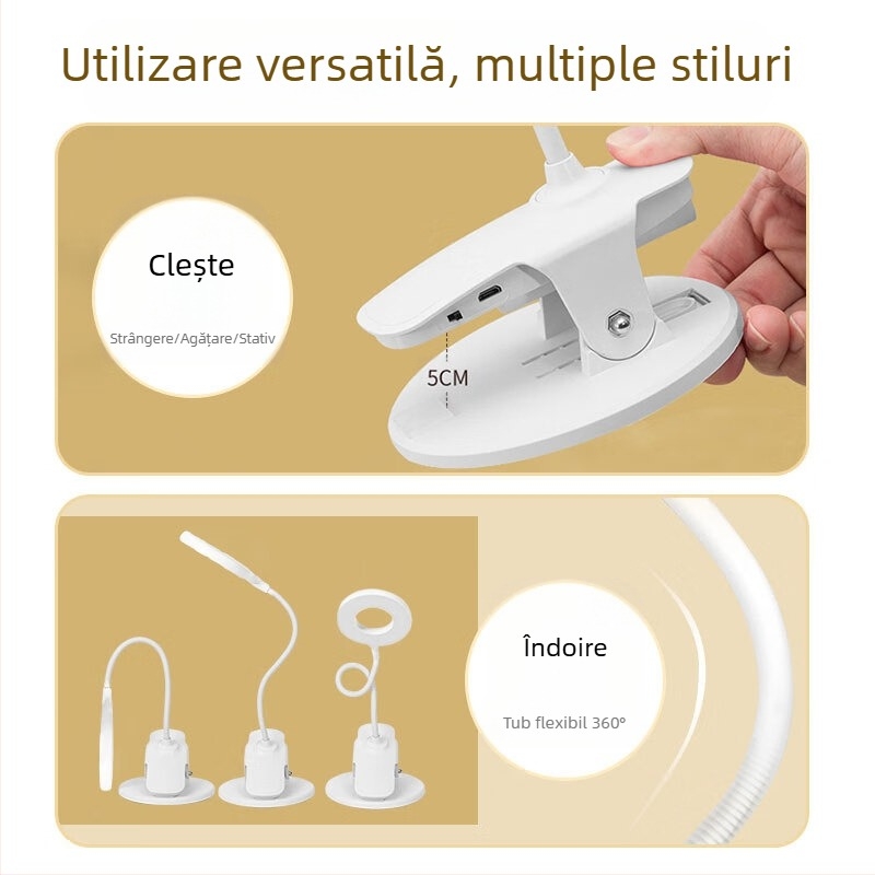 Lampă de masă mică, birou cu protecție pentru ochi, dormitor pentru studenți, priză de încărcare, noptieră cu dublă utilizare