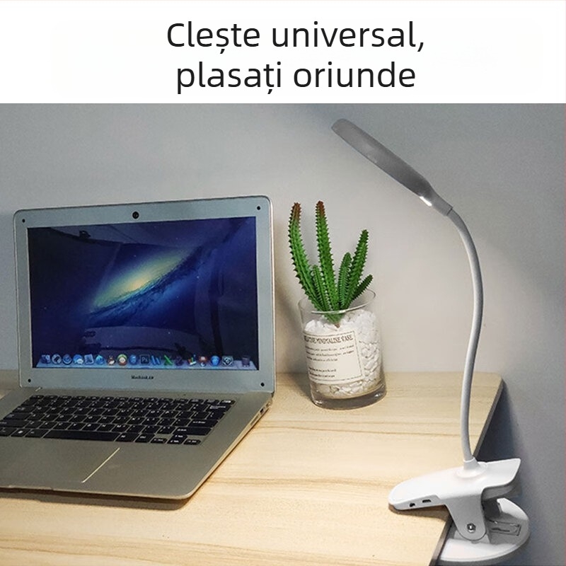 Lampă de masă mică, birou cu protecție pentru ochi, dormitor pentru studenți, priză de încărcare, noptieră cu dublă utilizare