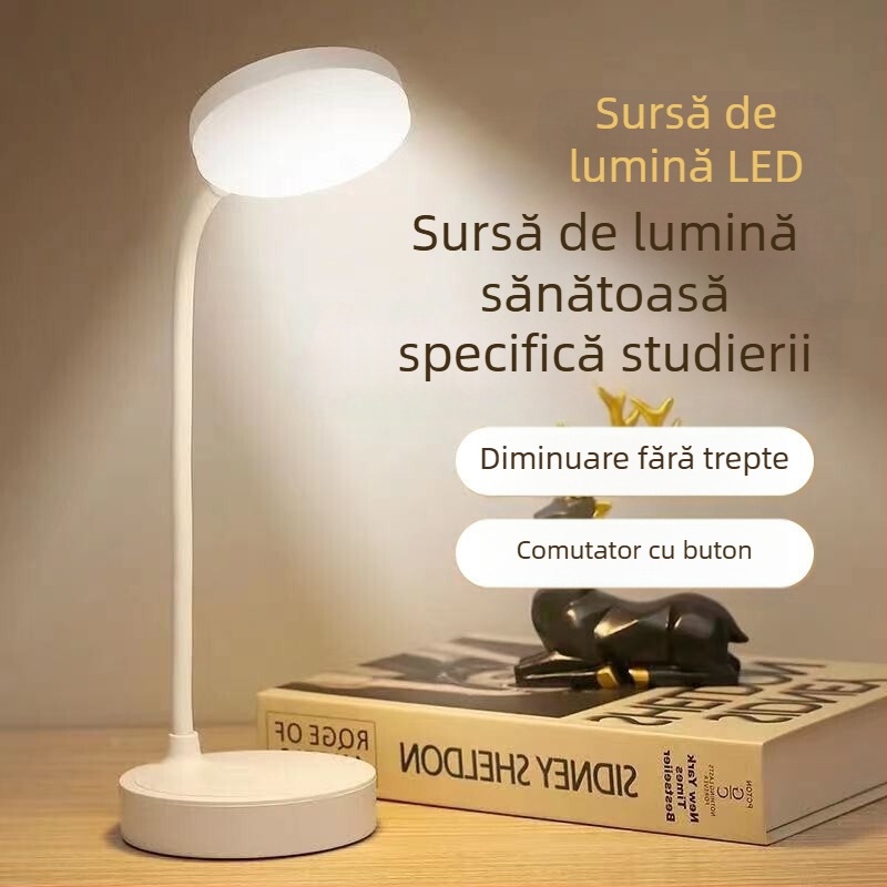 Lampă de masă mică, birou cu protecție pentru ochi, dormitor pentru studenți, priză de încărcare, noptieră cu dublă utilizare