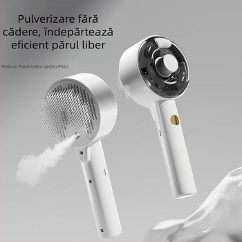 Pieptene de masaj cu spray pentru câini și pisici, pieptene de îndepărtare a părului cu o singură atingere, sterilizare UV și îndepărtarea acarienilor