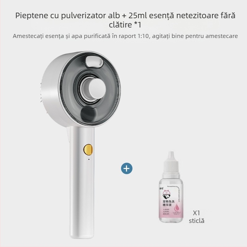 Pieptene de masaj cu spray pentru câini și pisici, pieptene de îndepărtare a părului cu o singură atingere, sterilizare UV și îndepărtarea acarienilor