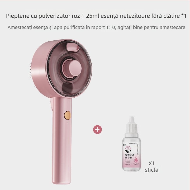 Pieptene de masaj cu spray pentru câini și pisici, pieptene de îndepărtare a părului cu o singură atingere, sterilizare UV și îndepărtarea acarienilor