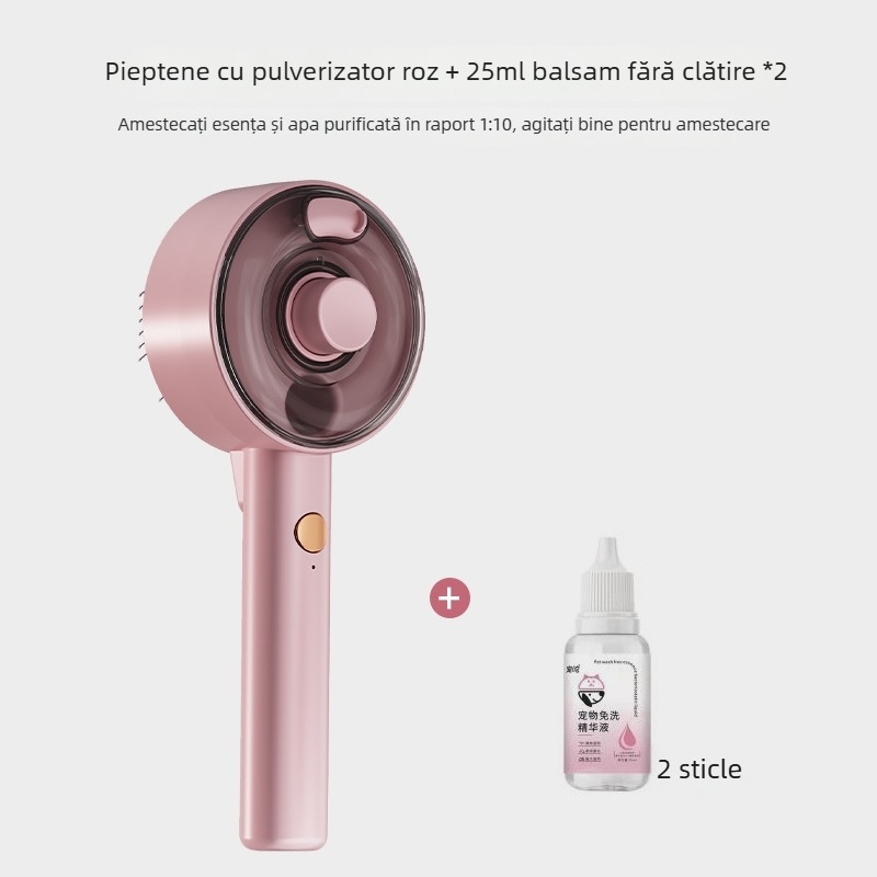 Pieptene de masaj cu spray pentru câini și pisici, pieptene de îndepărtare a părului cu o singură atingere, sterilizare UV și îndepărtarea acarienilor