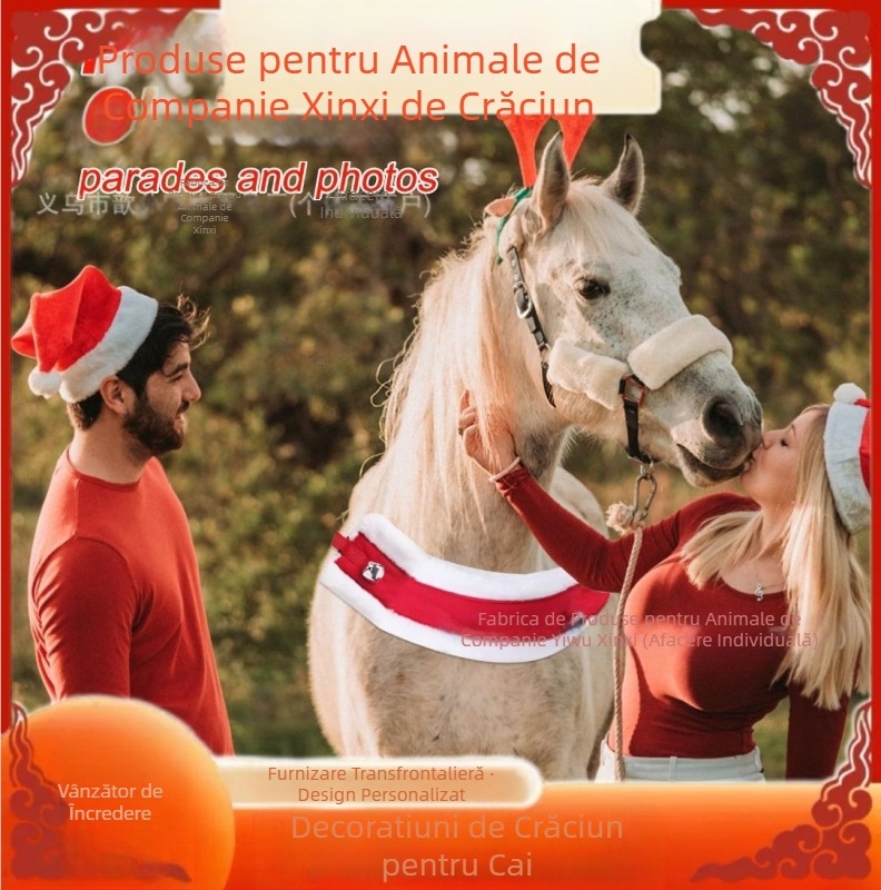 Articole de Crăciun pentru cai Moș Crăciun decorațiune ecvestră set picioare de cal de Crăciun set frâu de Crăciun