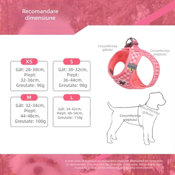 Lesă pentru pisici Amazon Explosions, cu imprimeu în carouri, respirabilă, pentru câini, cu imprimeu transversal, pentru pui