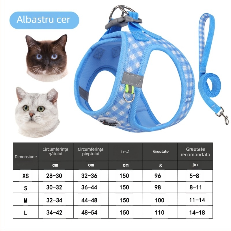 Lesă pentru pisici Amazon Explosions, cu imprimeu în carouri, respirabilă, pentru câini, cu imprimeu transversal, pentru pui