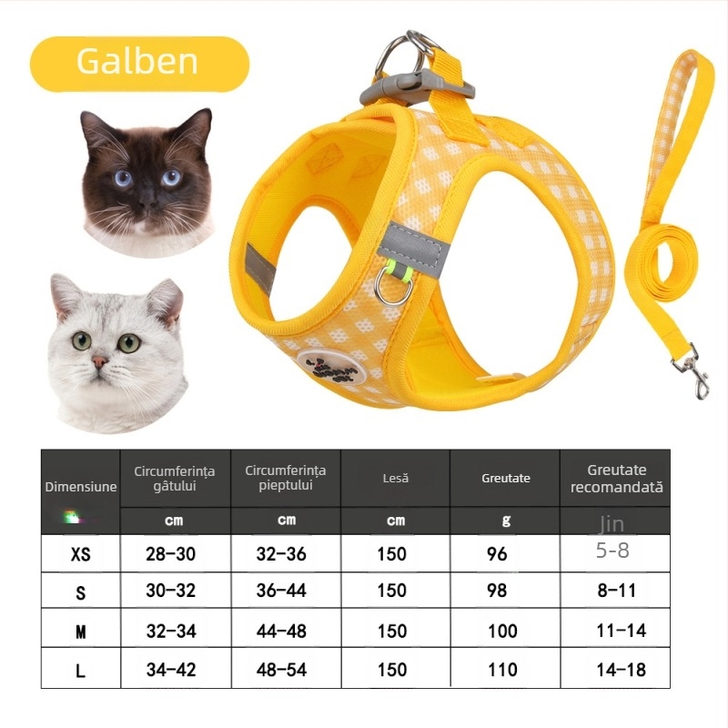 Lesă pentru pisici Amazon Explosions, cu imprimeu în carouri, respirabilă, pentru câini, cu imprimeu transversal, pentru pui