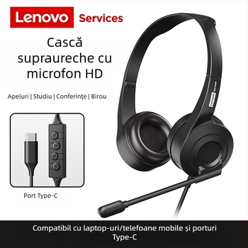 Cască telefonică Lenovo, căști pentru conferințe, birou online, engleză, căști pentru computer, serviciu clienți, en-gros, specială
