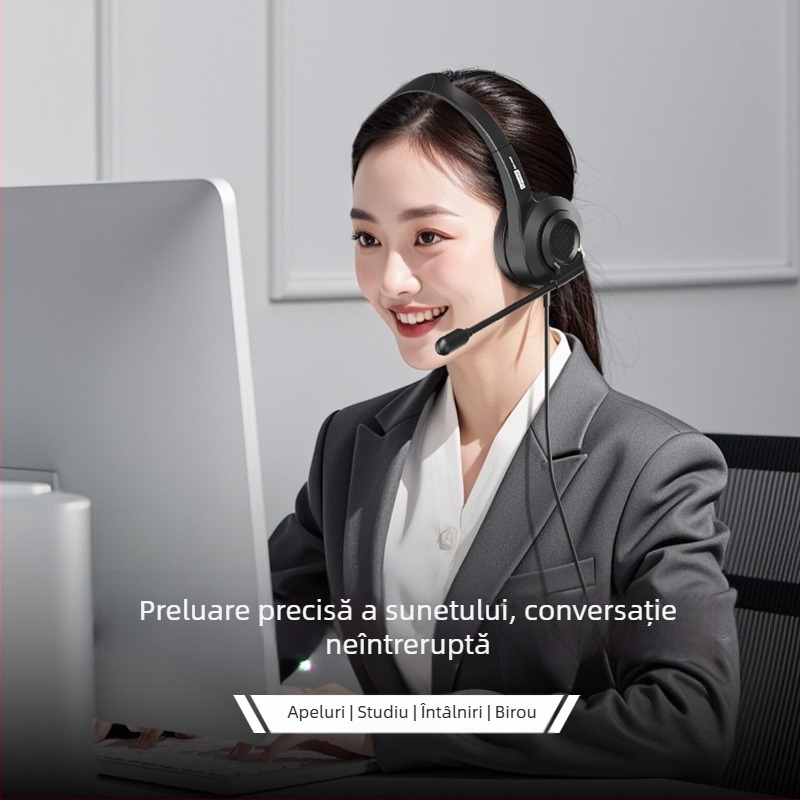 Cască telefonică Lenovo, căști pentru conferințe, birou online, engleză, căști pentru computer, serviciu clienți, en-gros, specială
