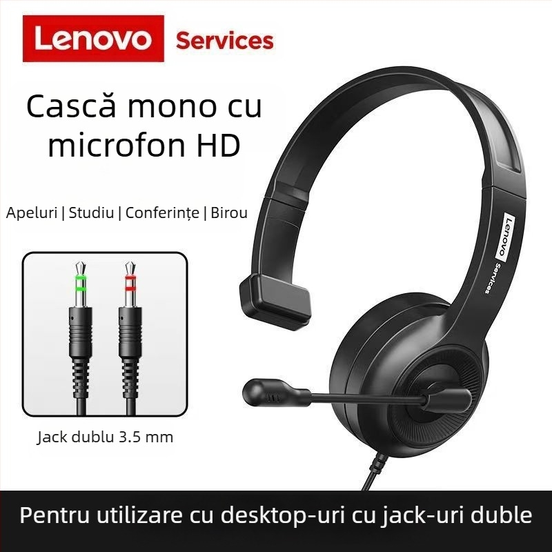 Cască telefonică Lenovo, căști pentru conferințe, birou online, engleză, căști pentru computer, serviciu clienți, en-gros, specială