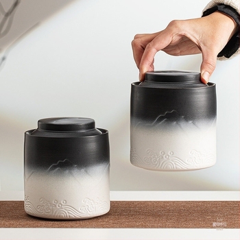 Urnă pentru animale de companie, alb și negru, relief, peisaj Xiangyun, undă de mare, memorială a morții, pisică, câine, gust de foc