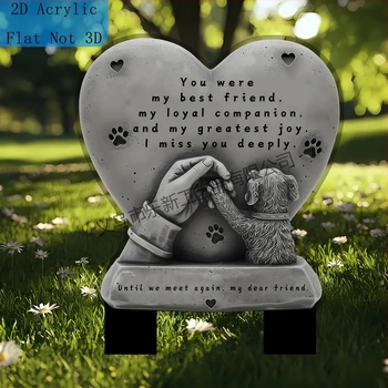 1 bucată, inserție acrilică plată 2D pentru piatră funerară cu animale, 18 cm, 20 cm - perfectă pentru grădină