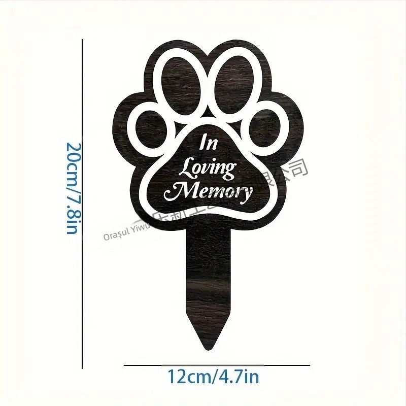 1 bucată, inserție acrilică plată 2D pentru piatră funerară cu animale, 18 cm, 20 cm - perfectă pentru grădină