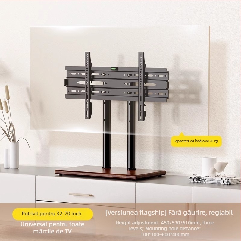 Suport TV universal, fără perforații, pentru birou, suport elevat pentru 32/55/65/80 inch