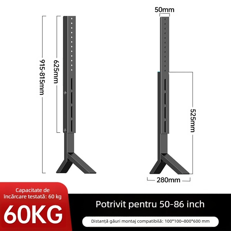 Suport TV universal, fără perforații, pentru birou, suport elevat pentru 32/55/65/80 inch