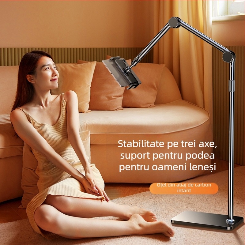 Suport metalic leneș pentru tabletă, pentru iPad, suport universal pentru telefon mobil, tip consolă, pentru podea, lângă pat