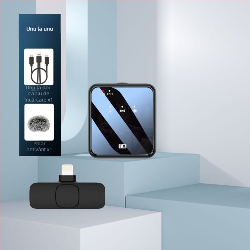 Microfon wireless direct din fabrică cu clip pentru guler, înregistrare live în aer liber, microfon cu reducere a zgomotului, o singură tragere, două microfoane wireless