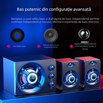 Difuzor mic USB cu fir Bluetooth pentru computer, difuzor desktop universal, subwoofer desktop cu greutate redusă, en-gros