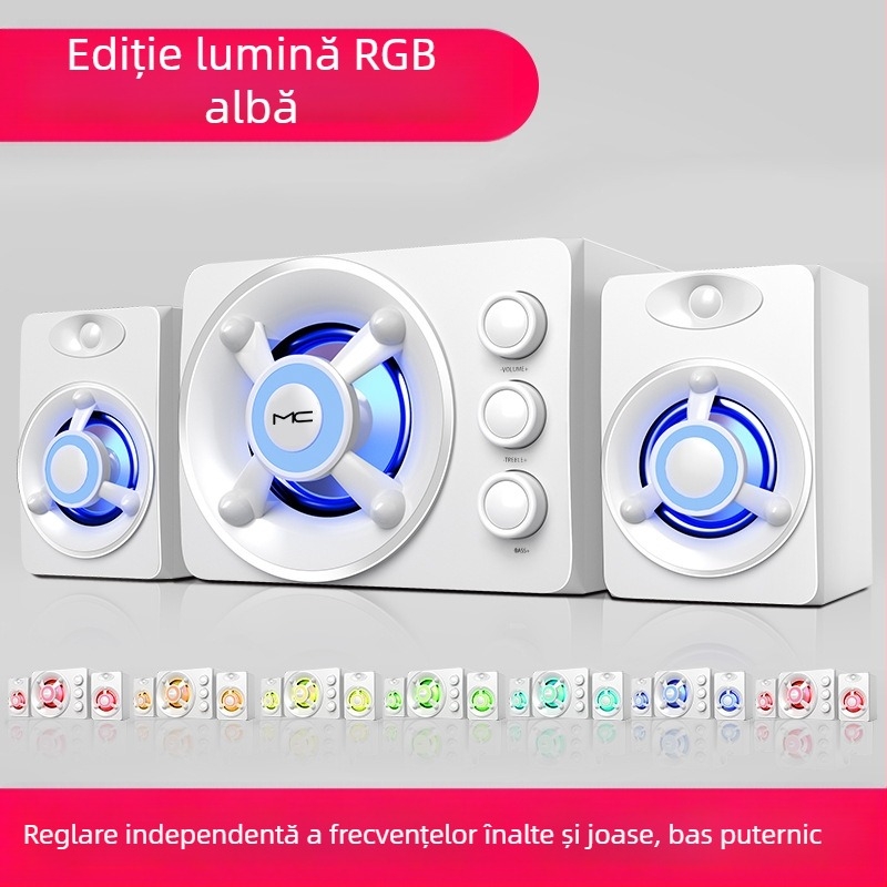 Difuzor mic USB cu fir Bluetooth pentru computer, difuzor desktop universal, subwoofer desktop cu greutate redusă, en-gros