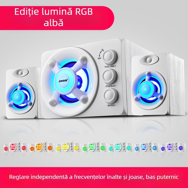 Difuzor mic USB cu fir Bluetooth pentru computer, difuzor desktop universal, subwoofer desktop cu greutate redusă, en-gros
