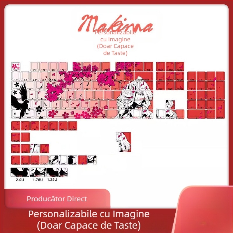 Cherry Blossom Girl Fox Girl Keycap Collection Side Signed Gradient Termic Sublimation Transparent Secondary Key Cap Crossborder Explozii