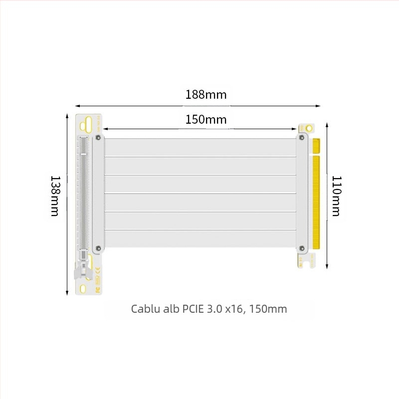 Cablu extensie placă grafică PCI-E 3.0 4.0 16x, cu unghi de 90°, pentru familie de grade zero, stabilitate a transmisiei de mare viteză