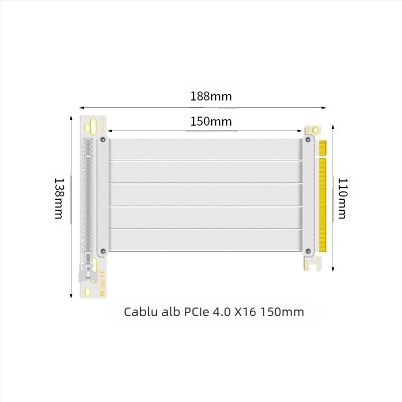 Cablu extensie placă grafică PCI-E 3.0 4.0 16x, cu unghi de 90°, pentru familie de grade zero, stabilitate a transmisiei de mare viteză