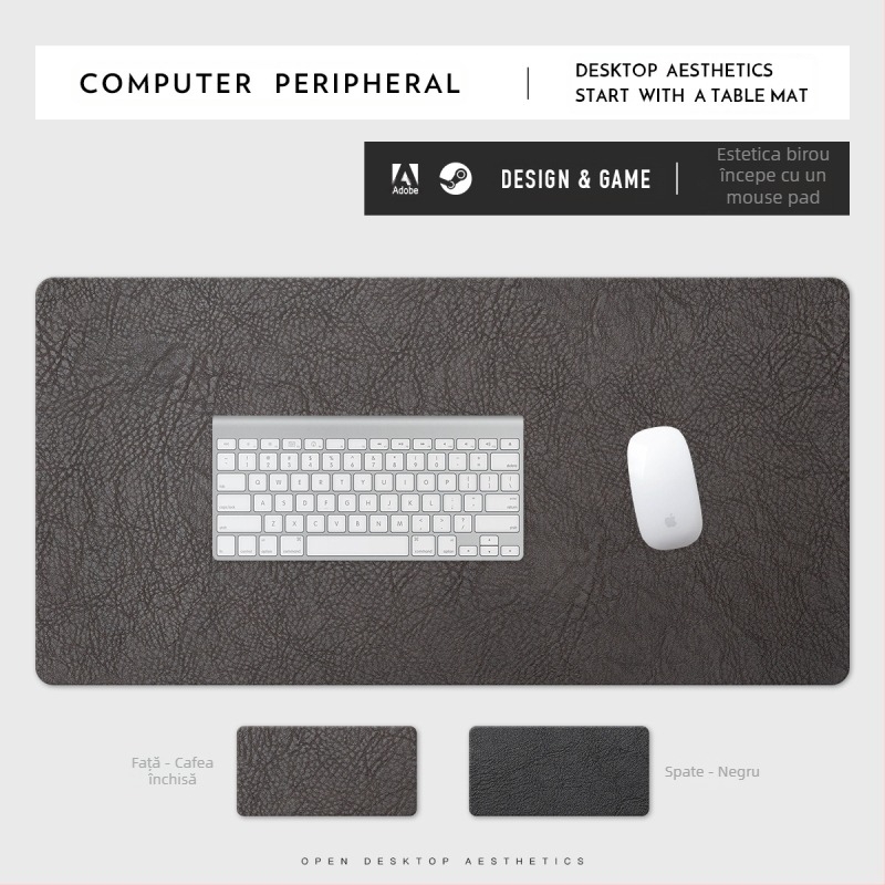 Pad de mouse din piele PU, rezistent la pete, extra mare, model retro din piele de vacă, pentru birou, impermeabil și rezistent la pete, loturi mici, en-gros