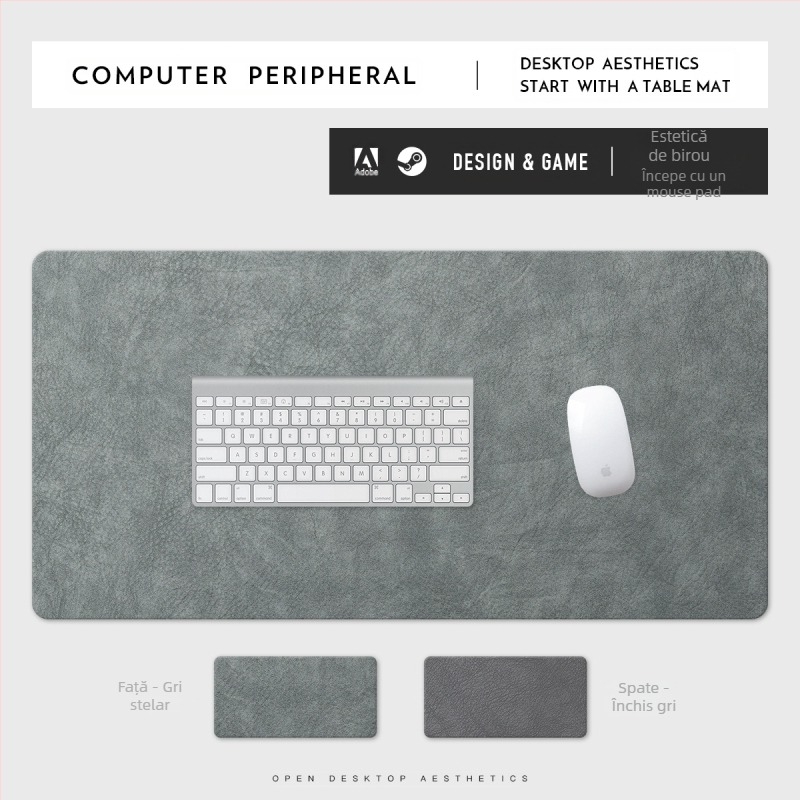 Pad de mouse din piele PU, rezistent la pete, extra mare, model retro din piele de vacă, pentru birou, impermeabil și rezistent la pete, loturi mici, en-gros