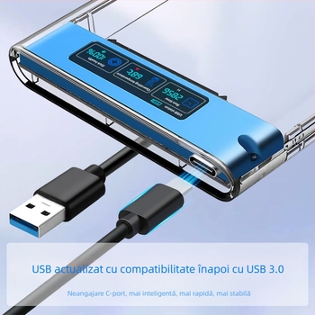 Shuole Display Display Hard Disk Box USB3.2 Compatibil cu SSD extern SATA 2.5" pentru notebook, tip C 3.0