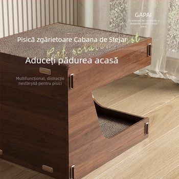 Placă de zgârieturi pentru pisici, cuib de pisici integrat, rezistentă la uzură, rezistentă la resturi, polizor cu gheare, durabilă, casă cu gheare pentru pisici, hârtie ondulată, casă pentru pisici, vilă