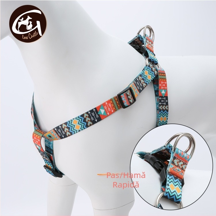 Comerț exterior, articole pentru animale de companie, transfer termic, pădure, cer înstelat, stil etnic Boyamian, curea anti-evadare pentru exterior, spate piept