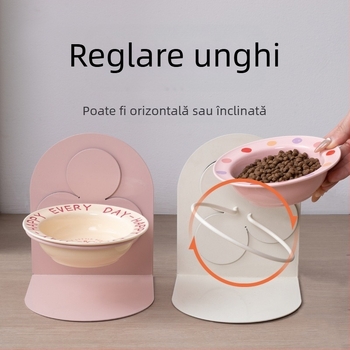 Bol ceramic cu picioare înalte, detașabil, bol pentru pisici, bol pentru pisici și câini, protecție cervicală pentru hrana pisicilor, bol anti-șoc, bol pentru băut, bol înclinabil
