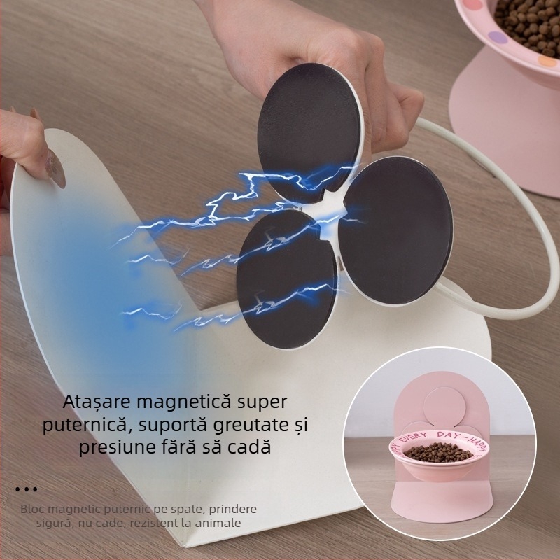 Bol ceramic cu picioare înalte, detașabil, bol pentru pisici, bol pentru pisici și câini, protecție cervicală pentru hrana pisicilor, bol anti-șoc, bol pentru băut, bol înclinabil