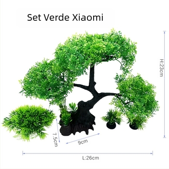 Simulare decorativă pentru acvariu, scenă de iarbă de apă, simulare de plante, amenajare a teritoriului, set multiplu de combinații de iarbă de apă, copaci de iarbă de apă