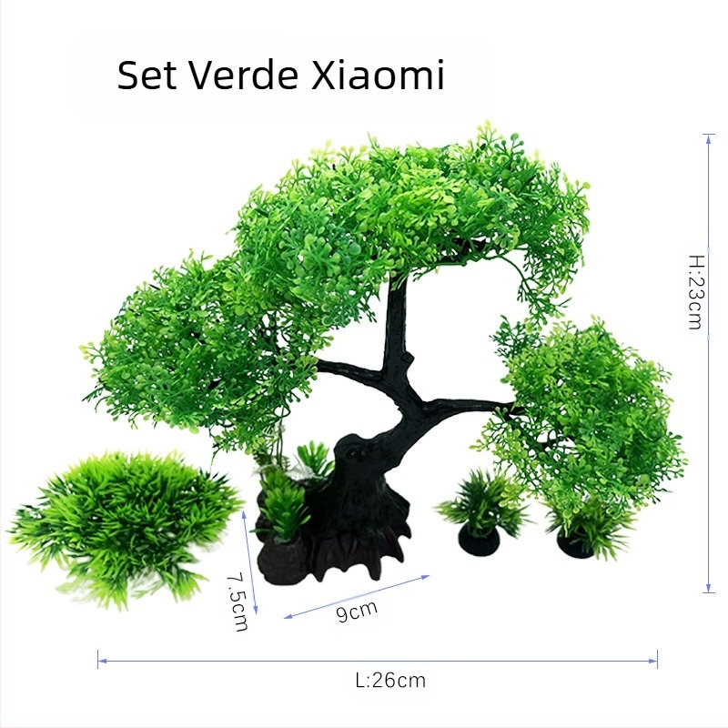 Simulare decorativă pentru acvariu, scenă de iarbă de apă, simulare de plante, amenajare a teritoriului, set multiplu de combinații de iarbă de apă, copaci de iarbă de apă