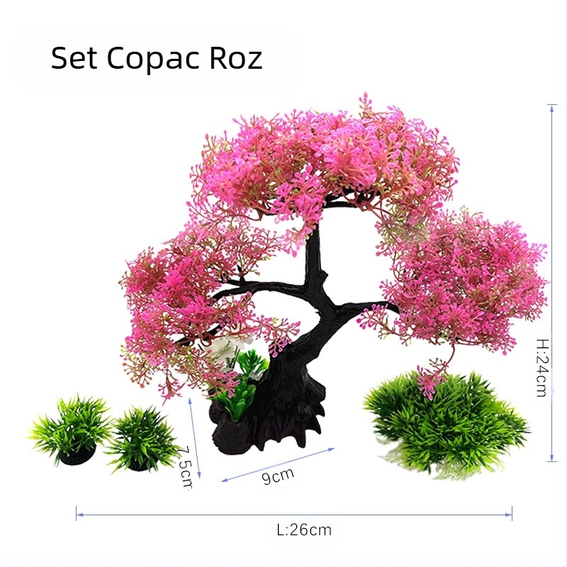 Simulare decorativă pentru acvariu, scenă de iarbă de apă, simulare de plante, amenajare a teritoriului, set multiplu de combinații de iarbă de apă, copaci de iarbă de apă