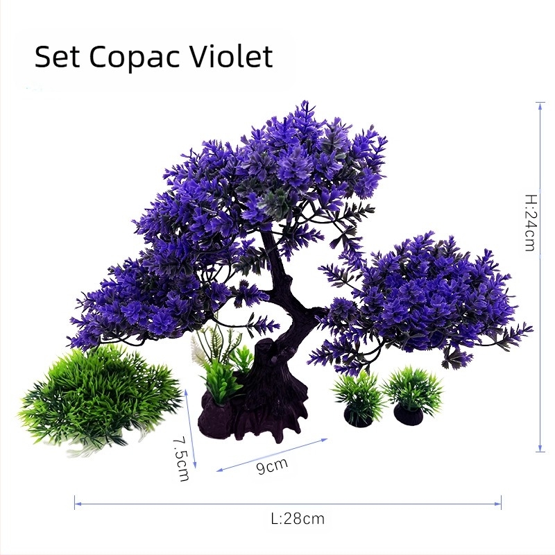 Simulare decorativă pentru acvariu, scenă de iarbă de apă, simulare de plante, amenajare a teritoriului, set multiplu de combinații de iarbă de apă, copaci de iarbă de apă