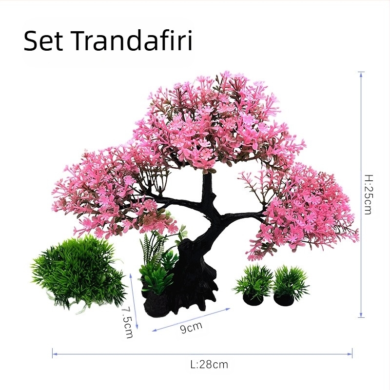 Simulare decorativă pentru acvariu, scenă de iarbă de apă, simulare de plante, amenajare a teritoriului, set multiplu de combinații de iarbă de apă, copaci de iarbă de apă