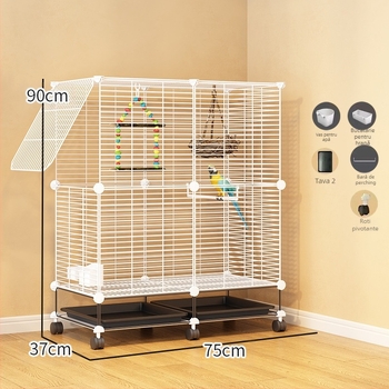 Transparent Ornamental Cage Budgie Parrot Xuanfeng Peony Bird Broded Eye Gospodărie Mari Dimensiuni Villa Metal Home Spațiu Mare