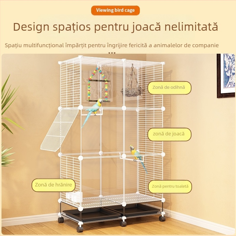 Transparent Ornamental Cage Budgie Parrot Xuanfeng Peony Bird Broded Eye Gospodărie Mari Dimensiuni Villa Metal Home Spațiu Mare