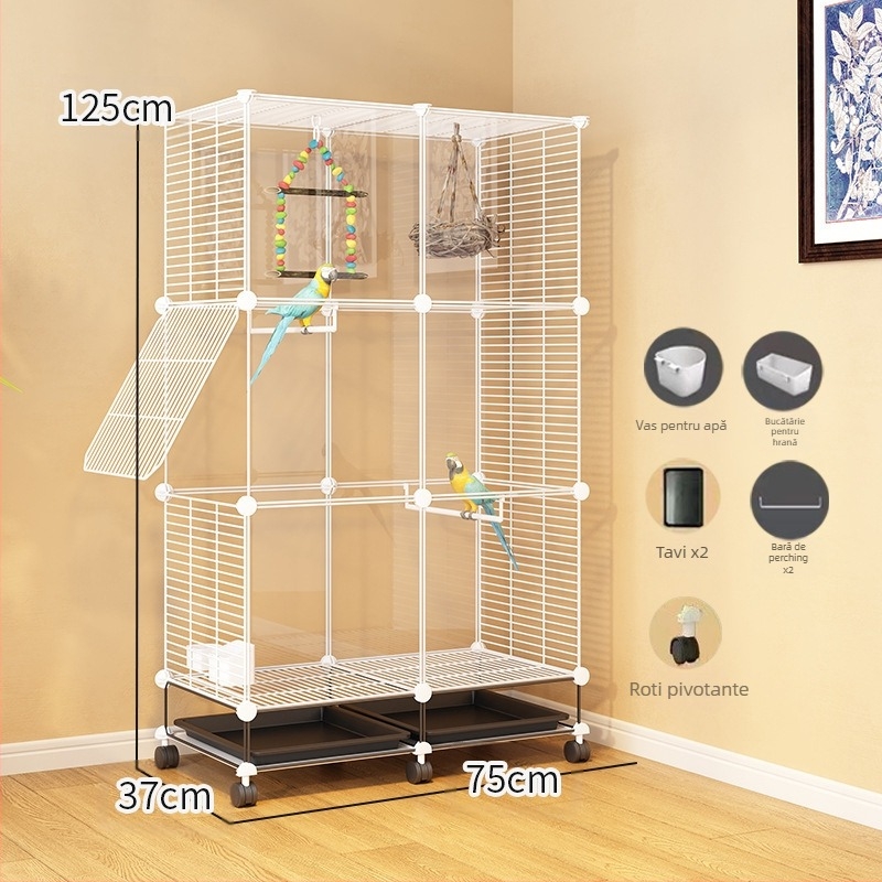 Transparent Ornamental Cage Budgie Parrot Xuanfeng Peony Bird Broded Eye Gospodărie Mari Dimensiuni Villa Metal Home Spațiu Mare