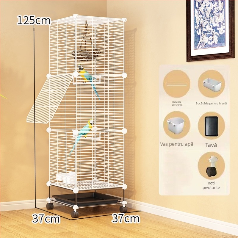 Transparent Ornamental Cage Budgie Parrot Xuanfeng Peony Bird Broded Eye Gospodărie Mari Dimensiuni Villa Metal Home Spațiu Mare