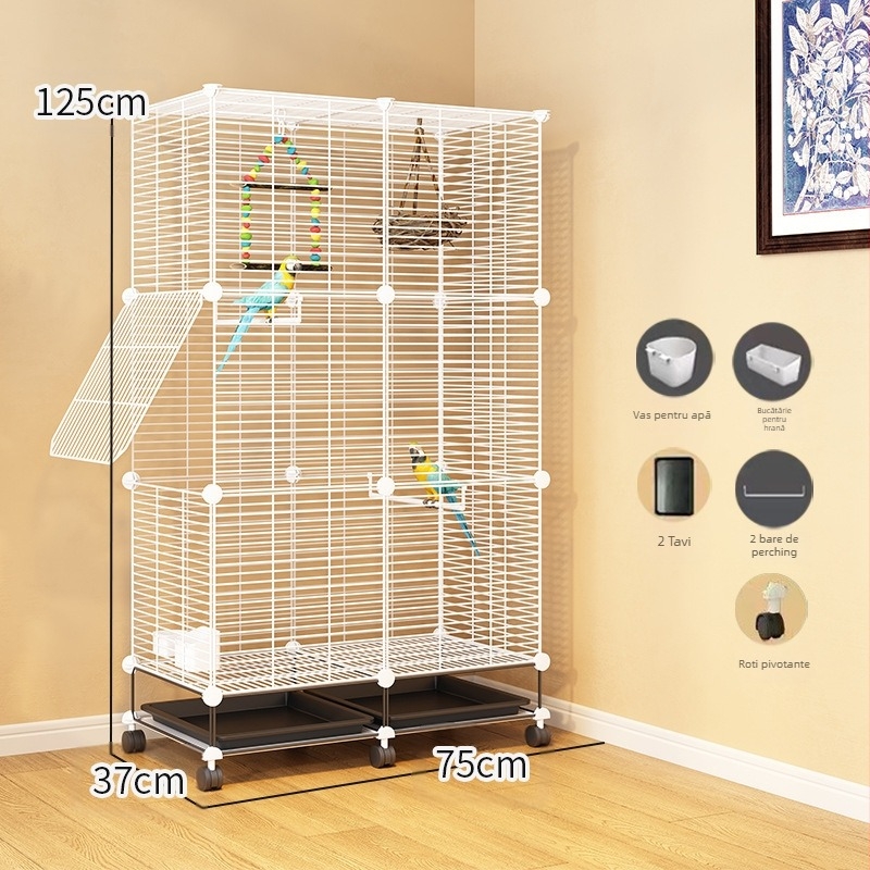 Transparent Ornamental Cage Budgie Parrot Xuanfeng Peony Bird Broded Eye Gospodărie Mari Dimensiuni Villa Metal Home Spațiu Mare