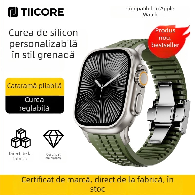 Produs nou, potrivit pentru curea din silicon Grenade pentru Apple Watch, 42/44/45/46/49 mm