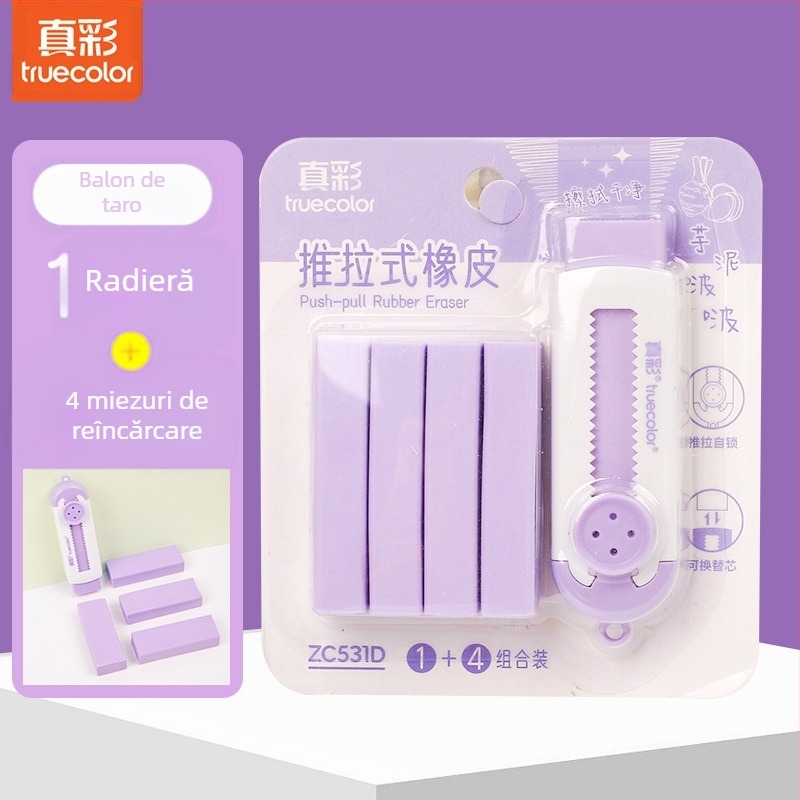 Radieră drăguță creativă pentru creion, cu culoare adevărată, radieră Push-Pull pentru studenți, radieră corectoare specială, cu miez înlocuibil, en-gros