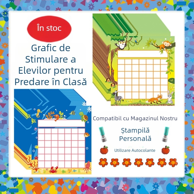 Program de carduri de stimulare a predării în clasă, desene animate, elev de școală primară, personalizat, tabel de recompense pentru carduri de sigiliu pentru copii de grădiniță
