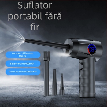 Suflantă de praf wireless pentru mașină, cu afișaj digital inteligent exploziv, încărcare convenabilă, mini aspirator de praf portabil, pompare pentru curățare auto